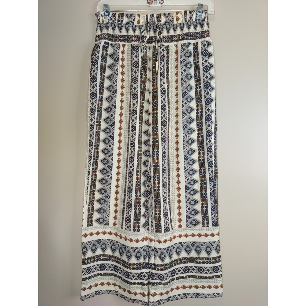 Loness Bohemian Tribal Aztec Elastic Waist Flowy Wide leg Pants Size XL(12)